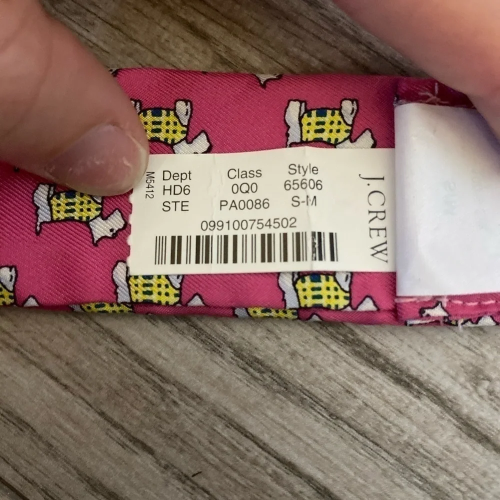 J. Crew Pink Silk With Yellow Dogs Tie Belt - Picture 3 of 4